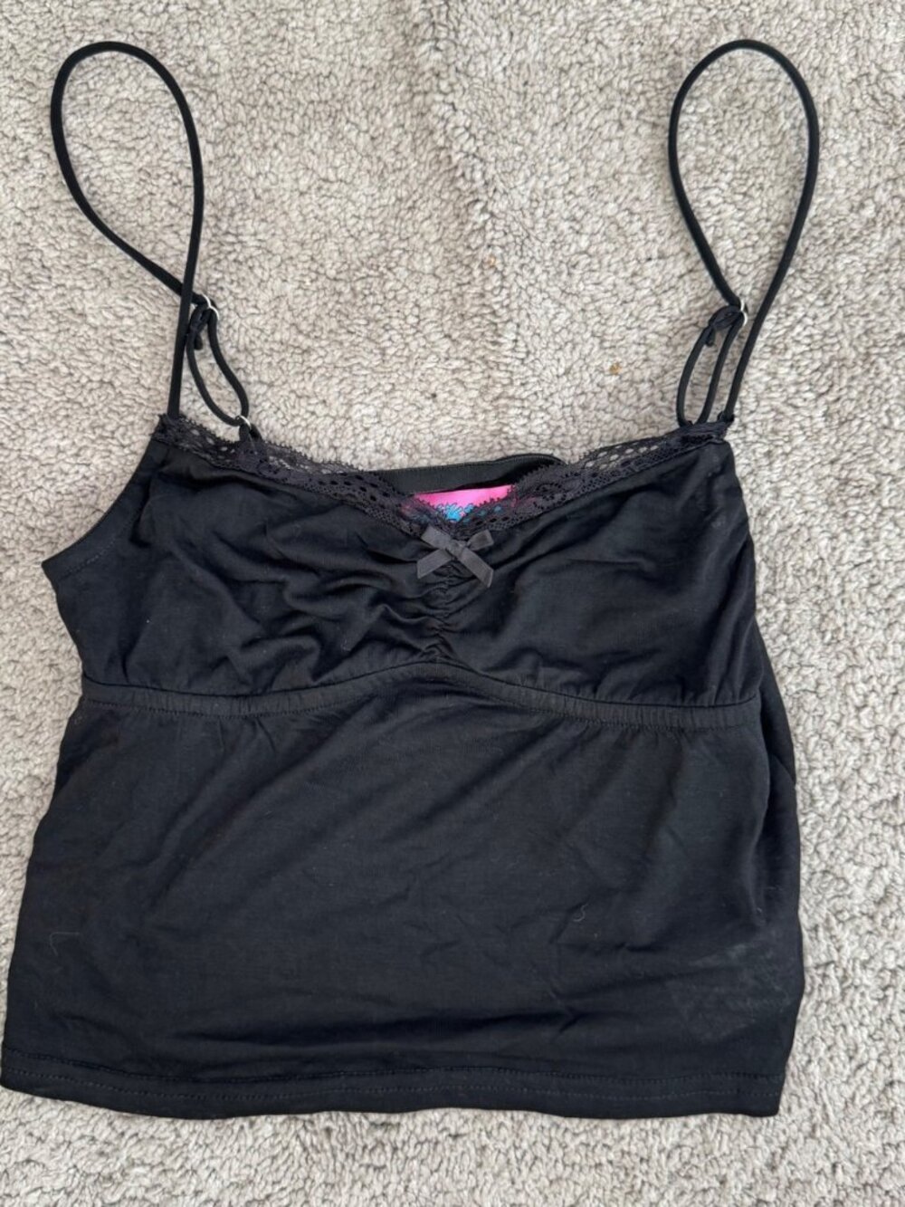 Edikted Black Lace Trim Cami Size M Cropped